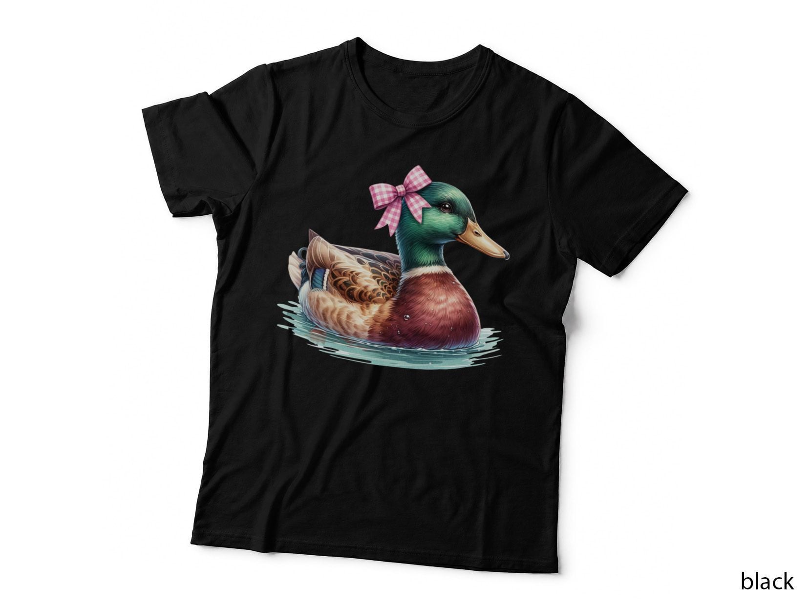 Duck in Water with Bow Hunting T-Shirt, Hunting Graphic Tee, Cute Hunting Shirt