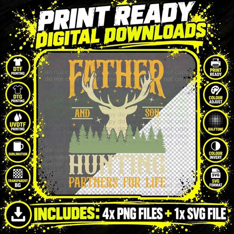 Father and Son Hunting Partners for Life Hunting T-Shirt Png SVG Digital Bundle