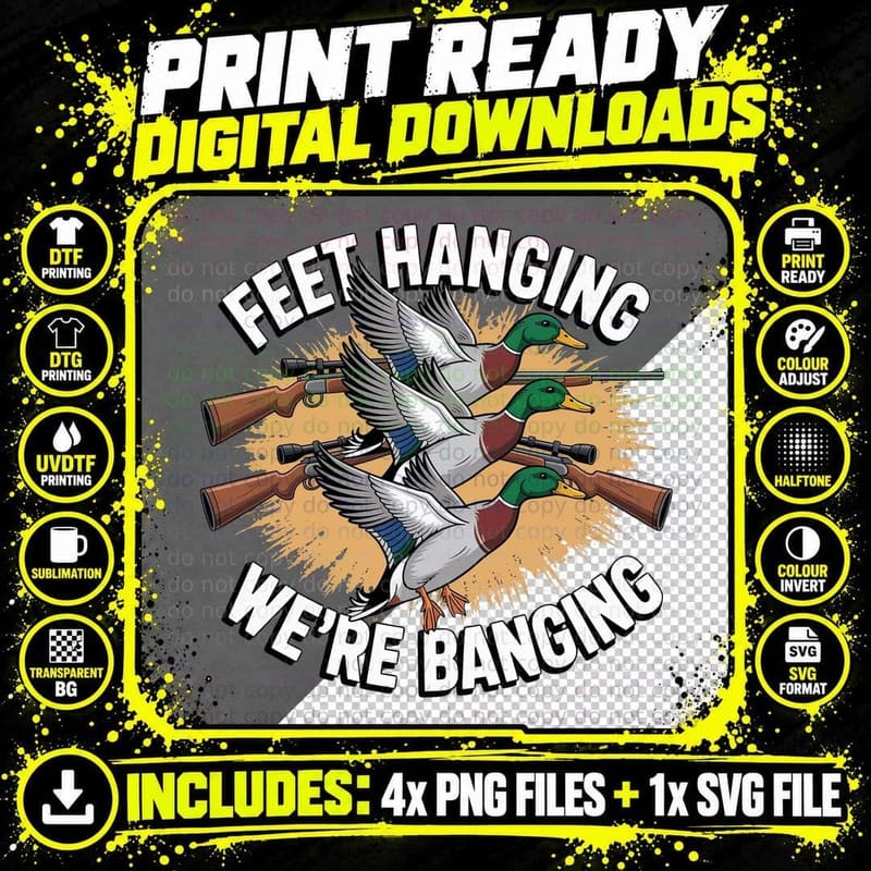 Feet Hanging We're Banging Hunting T-Shirt Png SVG Digital Bundle
