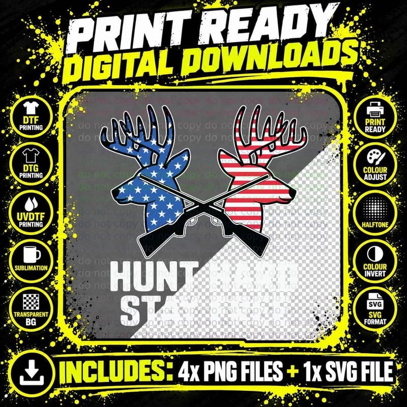 Hunt Hard Stay Free Hunting T-Shirt Png SVG Digital Bundle