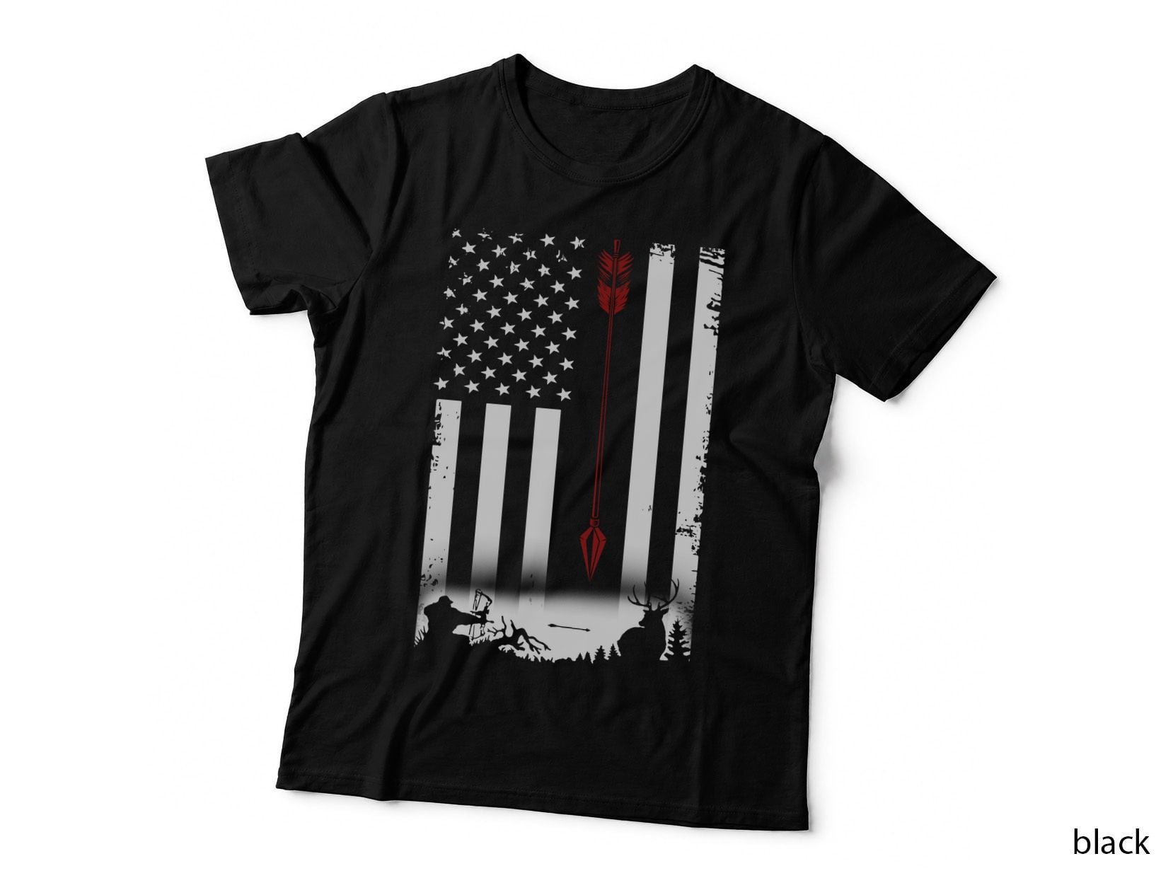 Hunting Flag with Red Arrow T-Shirt, Patriotic, Hunting Apparel