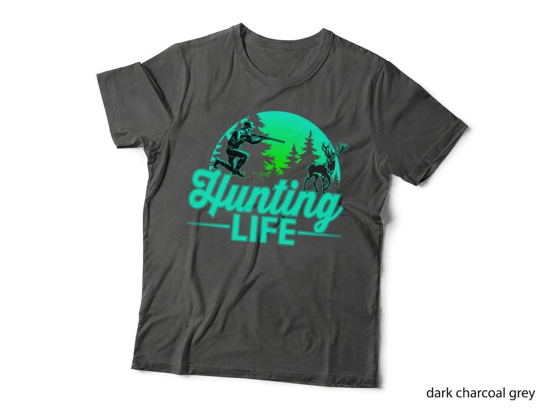 Hunting Life Hunting T-Shirt, Hunter Aiming at Deer Silhouette Graphic Tee