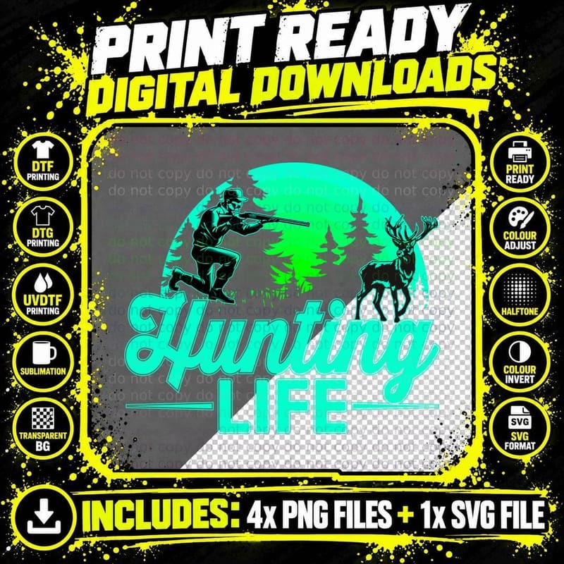 Hunting Life Hunting T-Shirt, Hunter Aiming at Deer Png SVG Digital Bundle