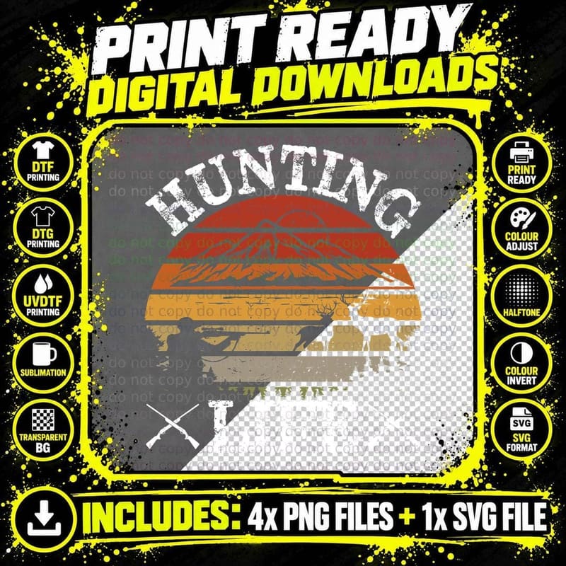 Hunting Life Hunting T-Shirt, Hunting Sunset Silhouette Png SVG Digital Bundle