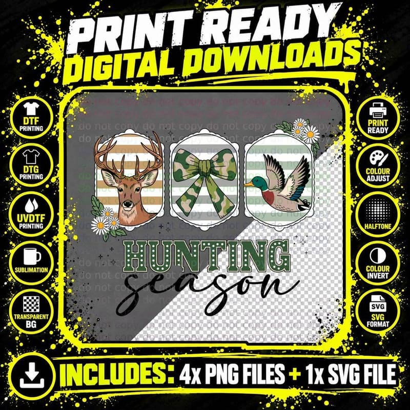 Hunting Season Hunting T-Shirt, Hunting Season Deer Duck Png SVG Digital Bundle