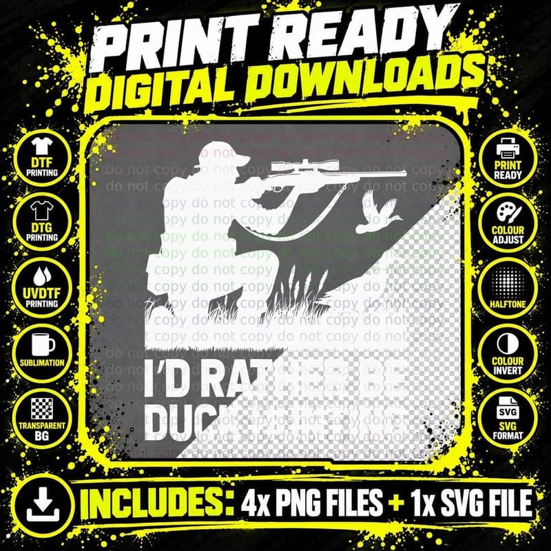 I'd Rather Be Duck Hunting T-Shirt Png SVG Digital Bundle
