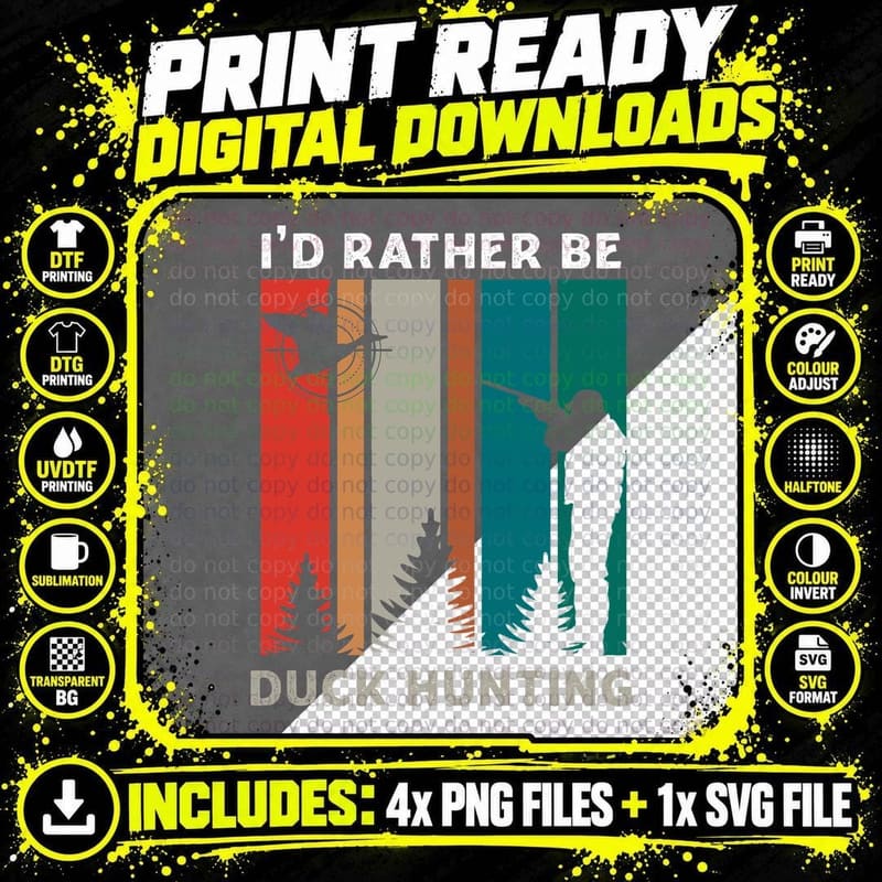 I'd Rather Be Duck Hunting T-Shirt Png SVG Digital Bundle