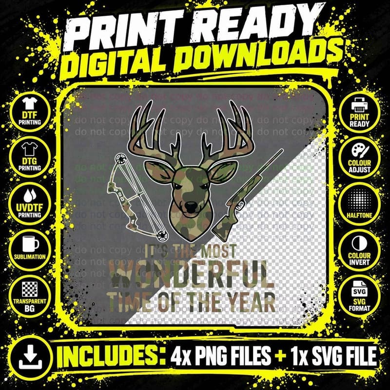 It's the Most Wonderful Time of the Year Hunting T-Shirt Png SVG Digital Bundle