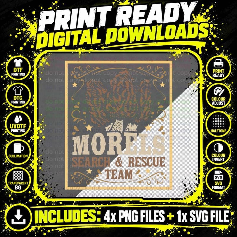 Morel Search Rescue Team - Mushroom Hunting Mushroom Png SVG Digital Bundle