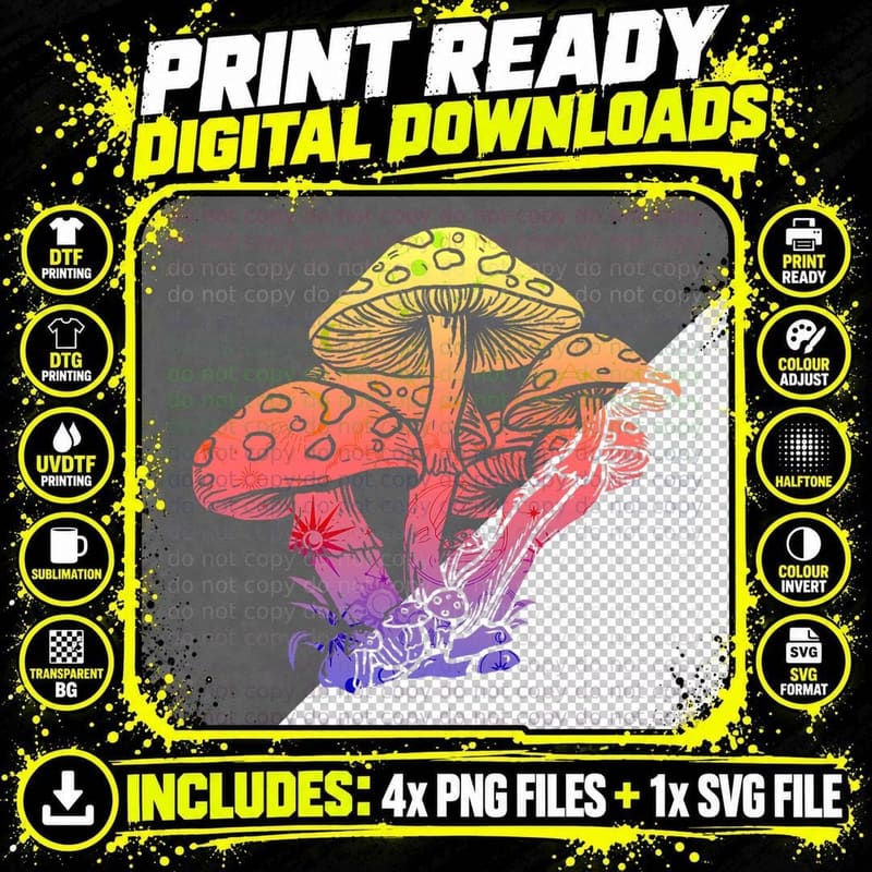 Mushroom Hunting Psychedelic Foraging Shrooms Hunter Png SVG Digital Bundle