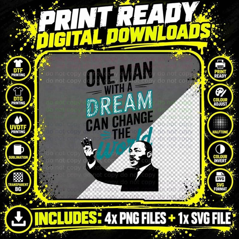 One Man with a Dream Can Change the World Hunting T-Shirt Png SVG Digital Bundle