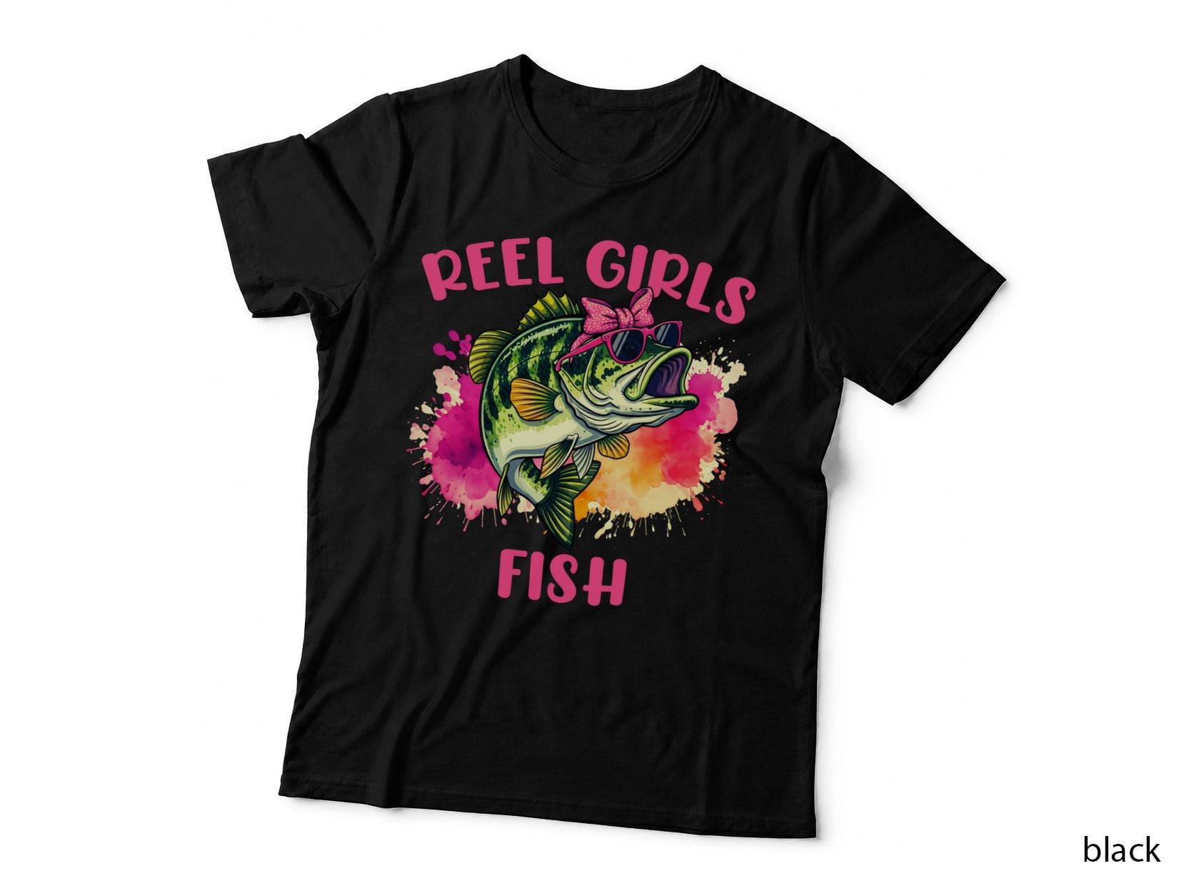 Reel Girls Fish Hunting T-Shirt, Fish Wearing Sunglasses with Bow Graphic Tee