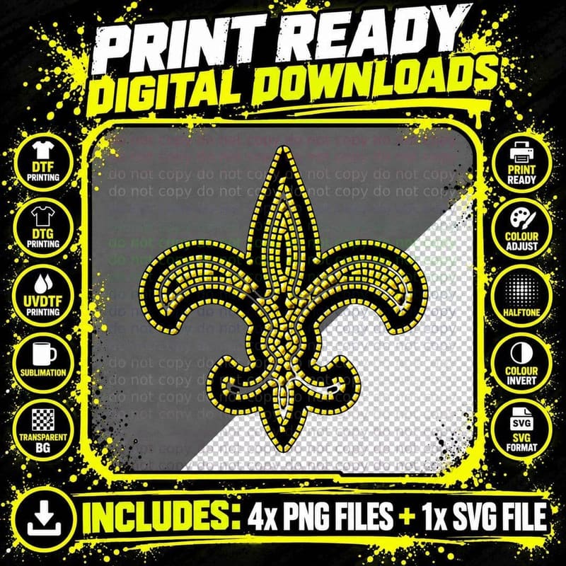 Black and Gold Bevel New Orleans Fleur De Lis Mardi Gras Png SVG Digital Bundle