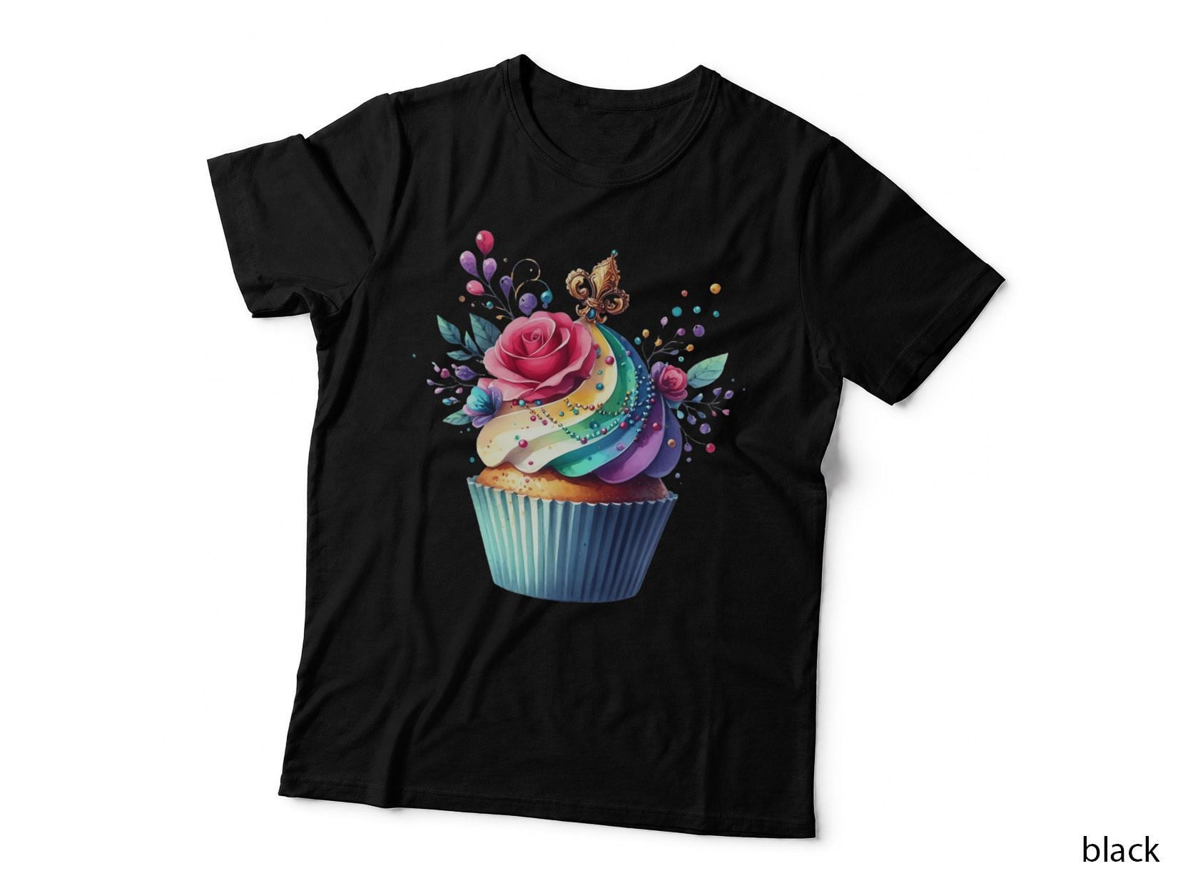 Colorful Cupcake with Rainbow Frosting Mardi Gras T-Shirt