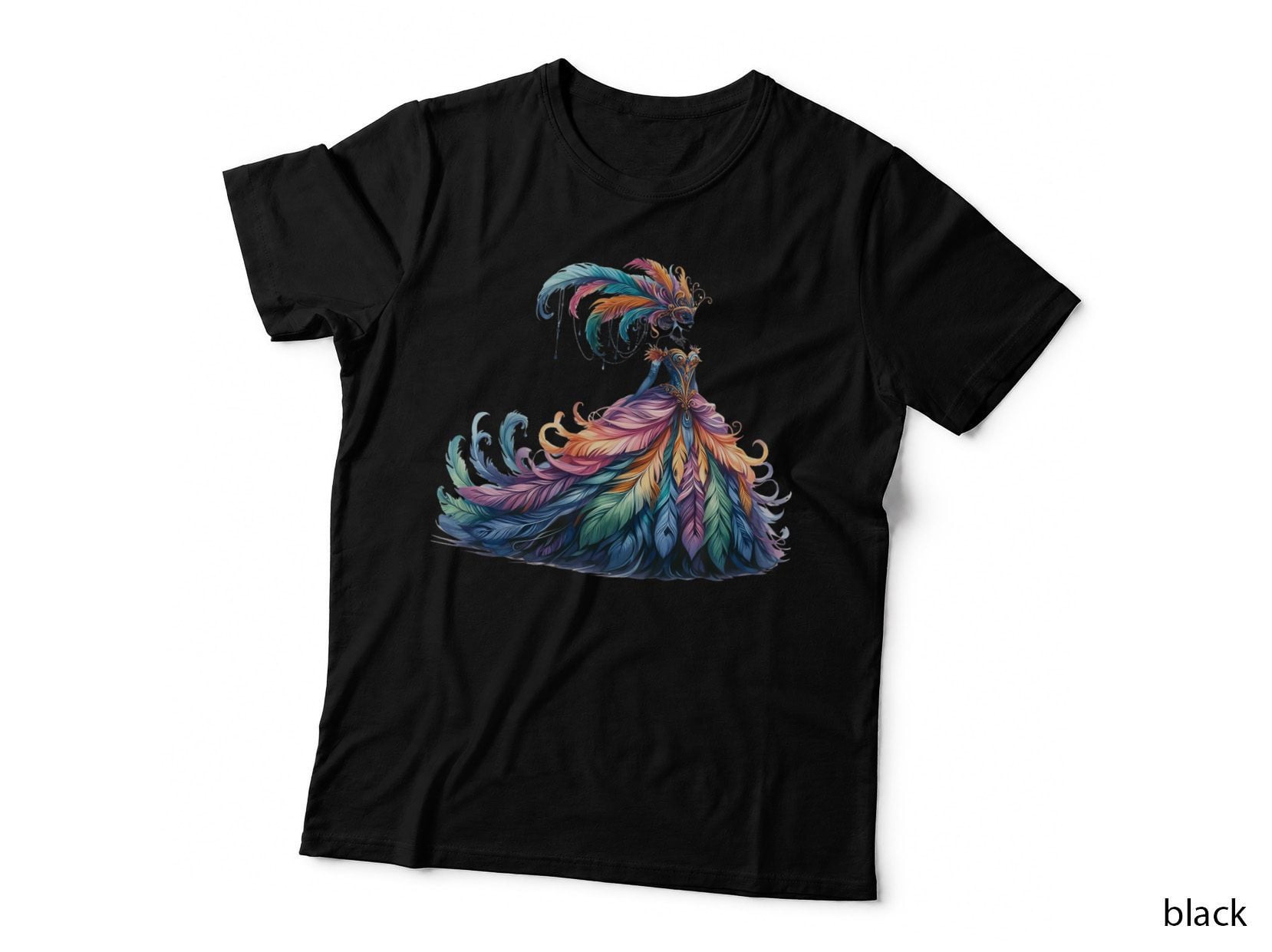 Colorful Feathered Dress Mardi Gras T-Shirt, Mardi Gras Graphic Tee