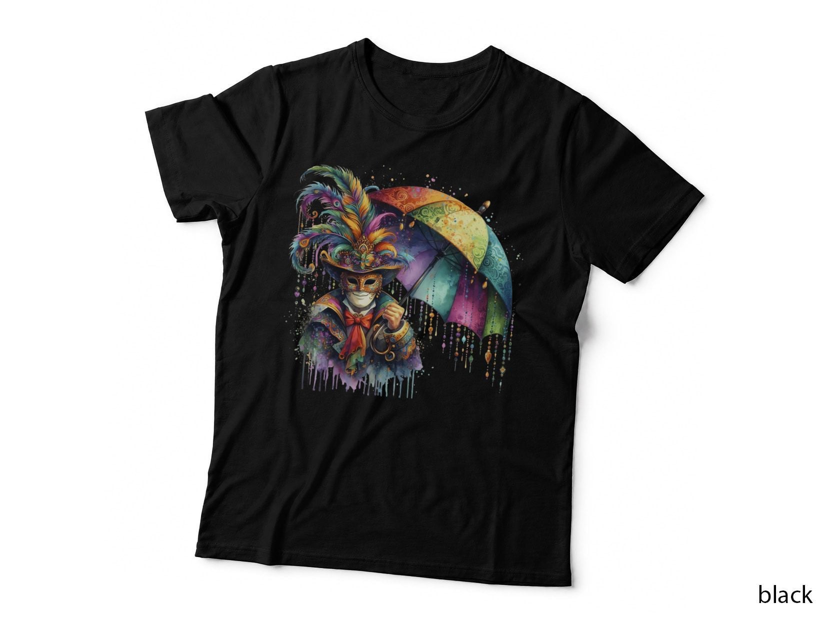 Colorful Masquerade with Umbrella Mardi Gras T-Shirt, Mardi Gras Graphic Tee
