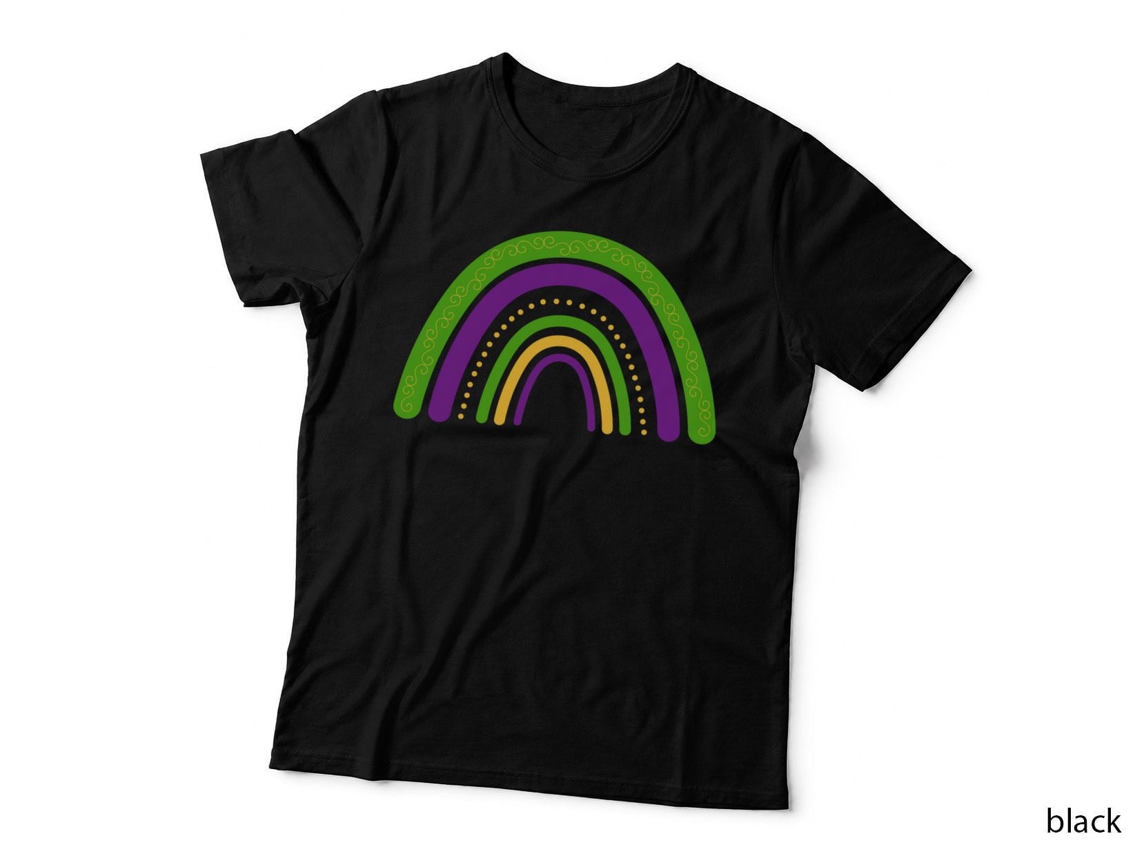 Colorful Rainbow with Swirls Mardi Gras T-Shirt, Mardi Gras Graphic Tee