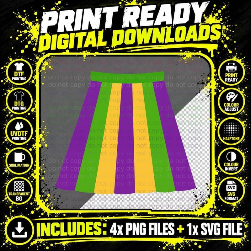 Colorful Striped Skirt Mardi Gras T-Shirt Png SVG Digital Bundle