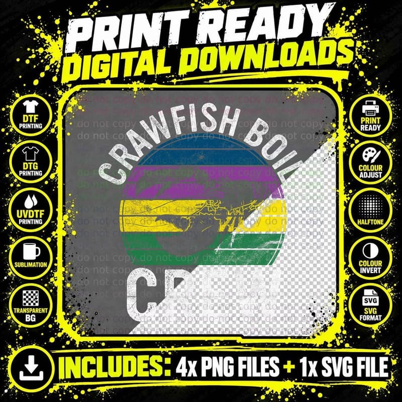 Crawfish Boil Crew Gift Mardi Gras Masquerade Crab Png SVG Digital Bundle