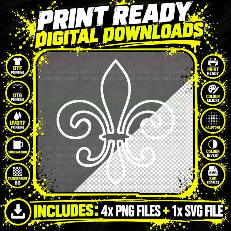 Fleur-De-Lis Symbol Mardi Gras T-Shirt Png SVG Digital Bundle