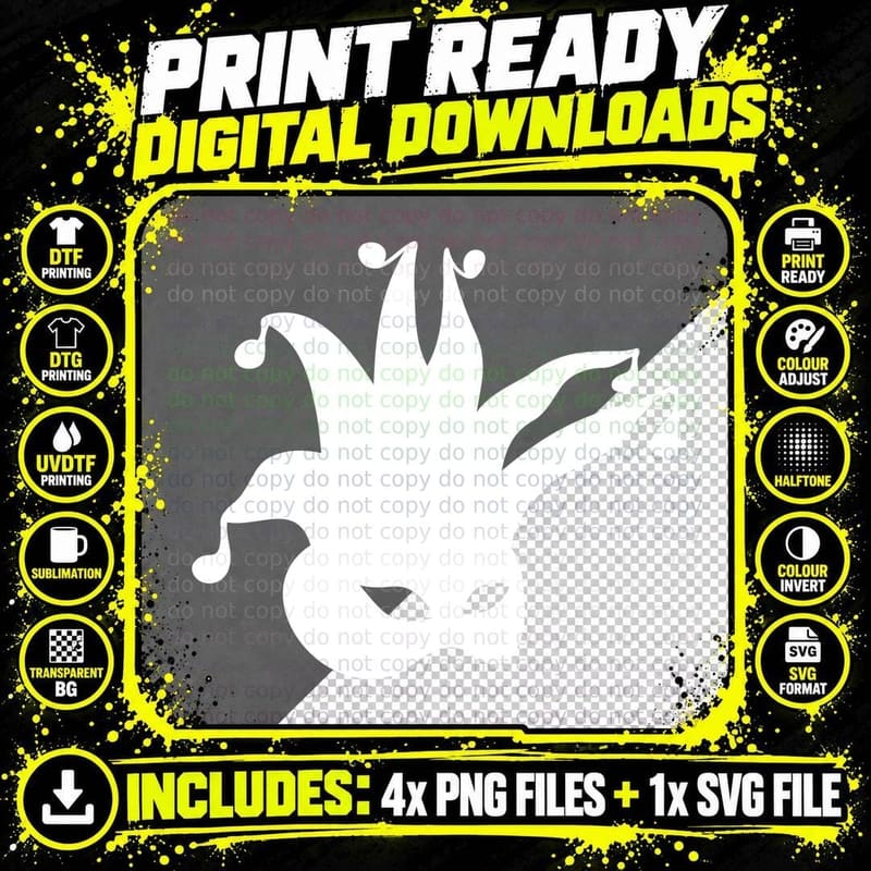 Jester Mask Silhouette Mardi Gras T-Shirt Png SVG Digital Bundle