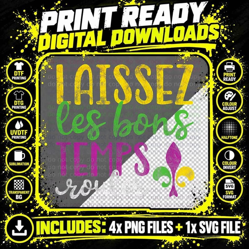 Laissez Les Bons Temps Rouler Mardi Gras New Orleans Png SVG Digital Bundle