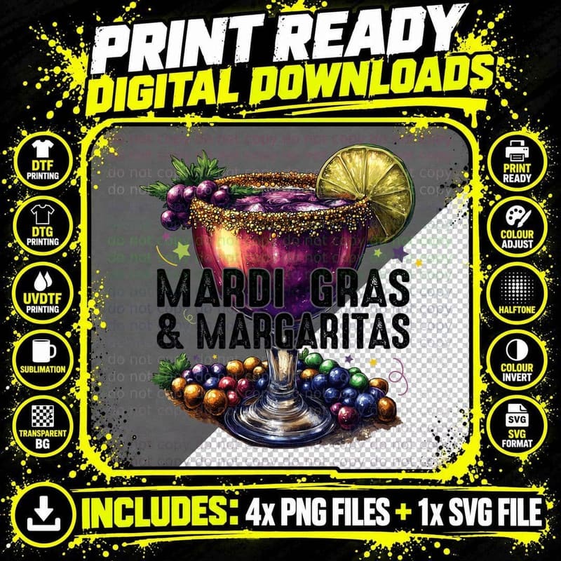 Mardi Gras & Margaritas Mardi Gras T-Shirt Png SVG Digital Bundle