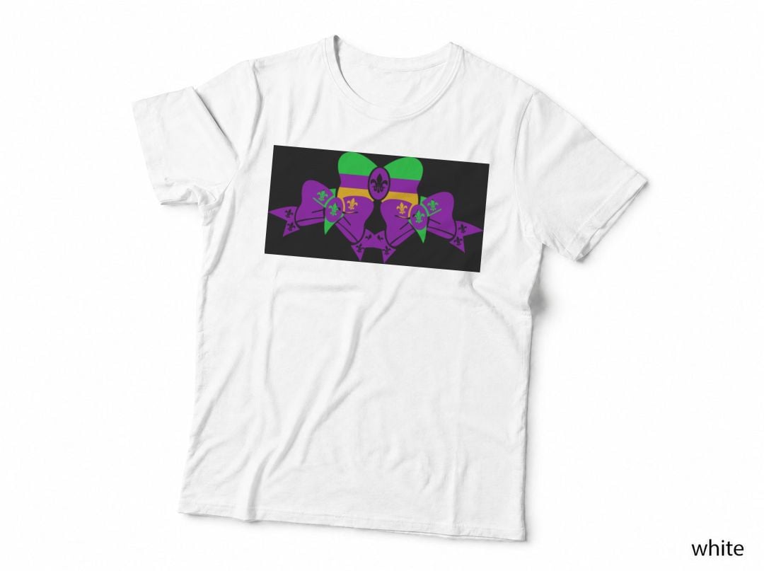 Mardi Gras Bows on Black Mardi Gras T-Shirt, Mardi Gras Graphic Tee