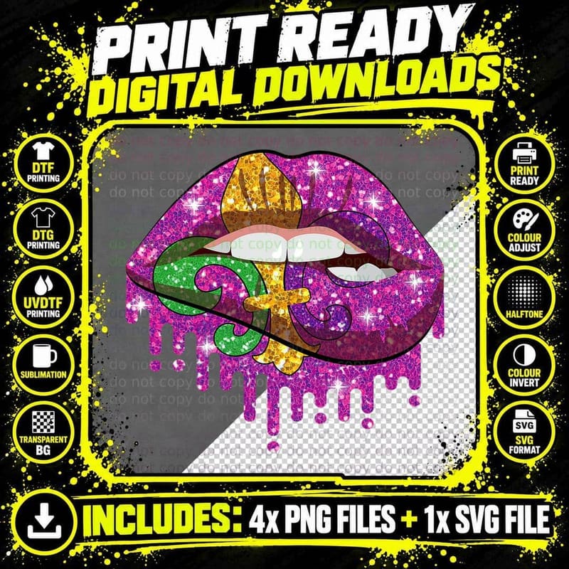 Mardi Gras Carnival Costume Purple & Gold for Women Png SVG Digital Bundle