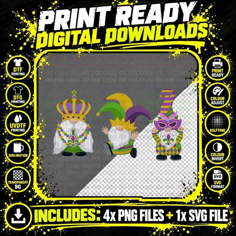 Mardi Gras Gnomes Celebration Mardi Gras T-Shirt Png SVG Digital Bundle