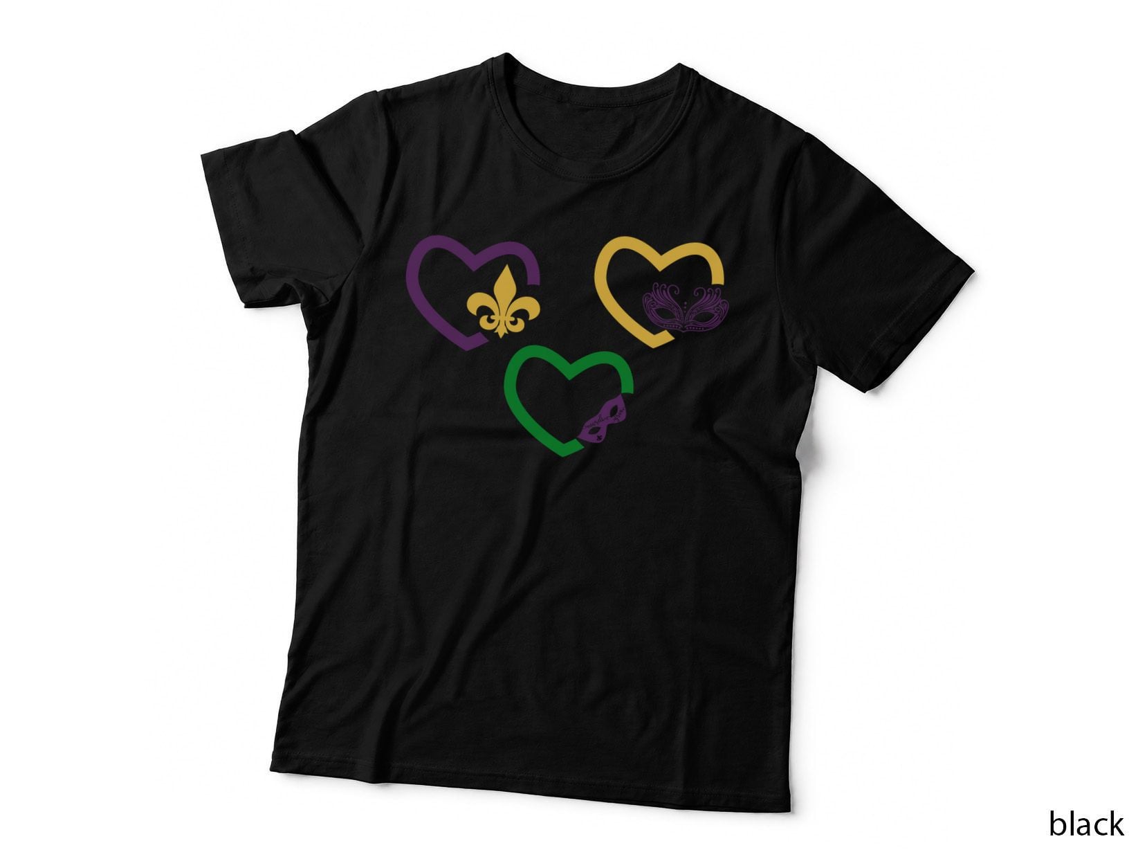 Mardi Gras Hearts with Fleur-De-Lis and Masks Mardi Gras T-Shirt