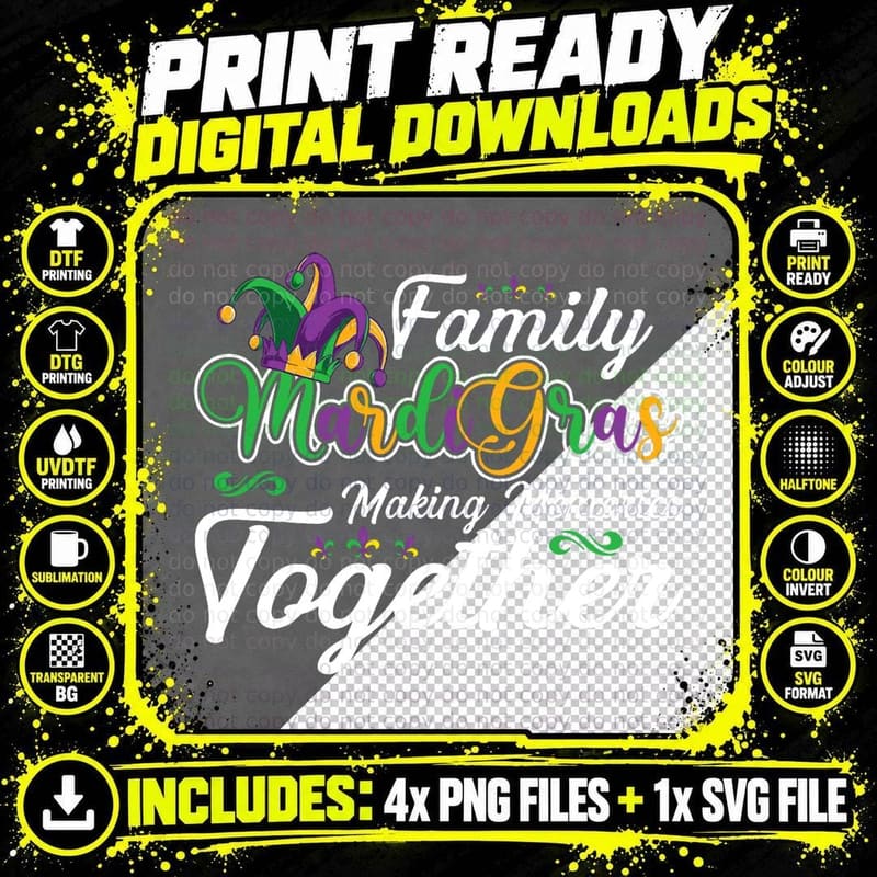 Mardi Gras Karneval Mardi Gras Making Memories Together Png SVG Digital Bundle