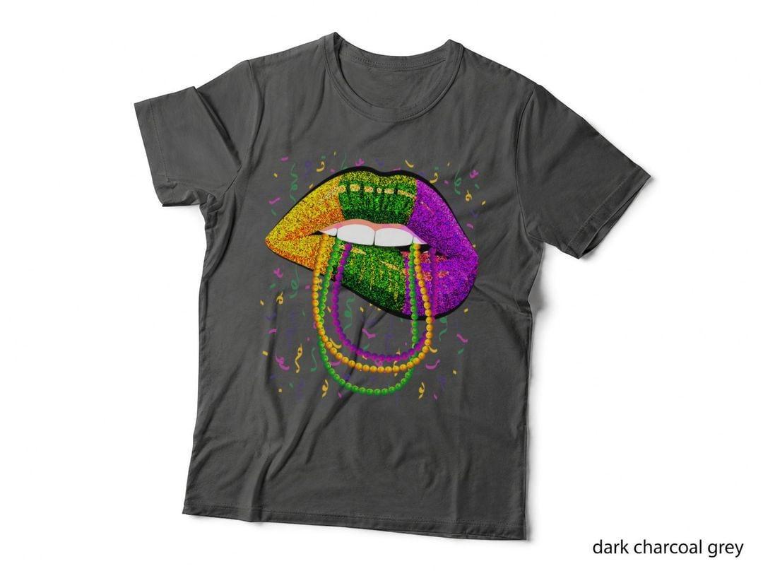 Mardi Gras Lips Queen Beads Outfit for Women Carnival T-Shirt