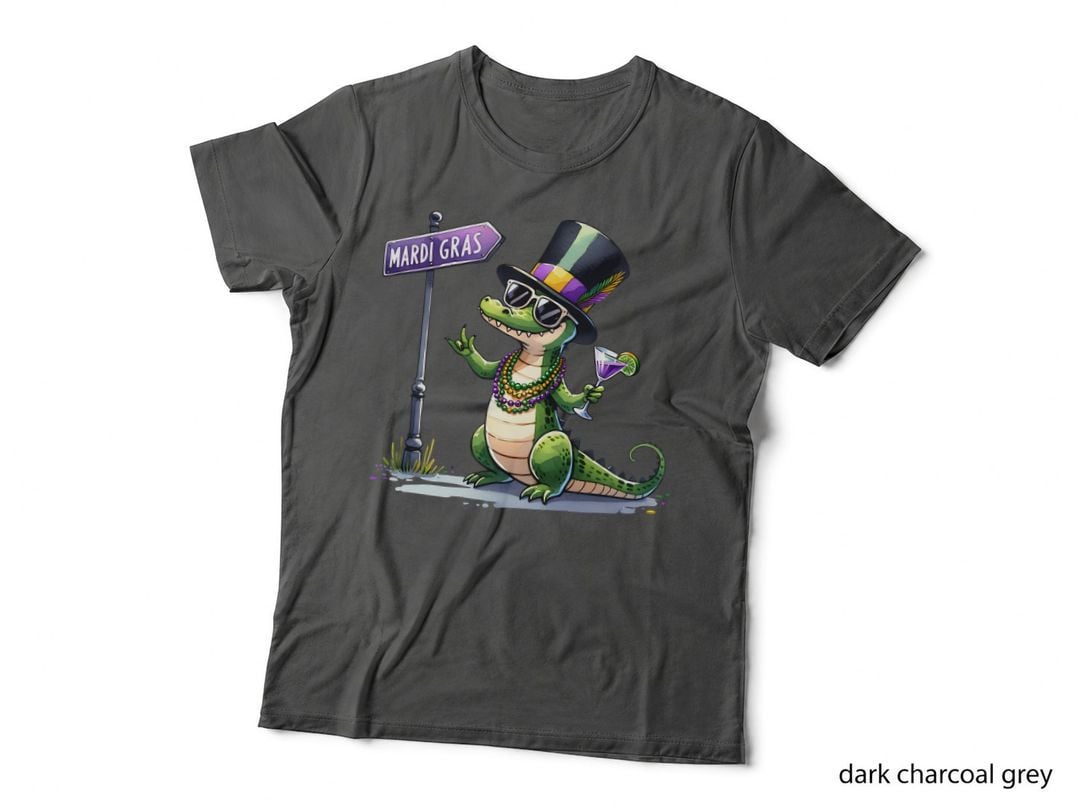 Mardi Gras Mardi Gras T-Shirt, Mardi Gras Alligator Party Scene Graphic Tee