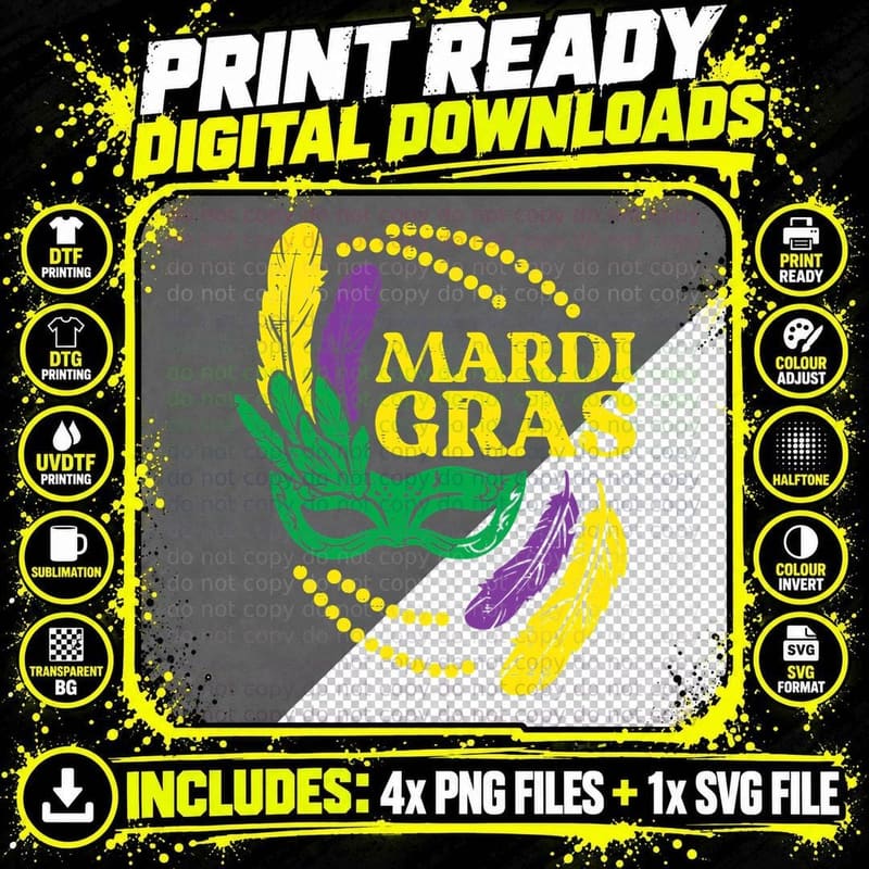 Mardi Gras Mask Louisiana NOLA Mardi Gras Women Men Kids Png SVG Digital Bundle