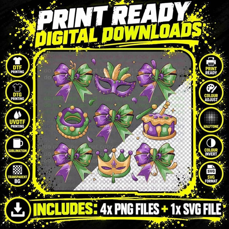 Mardi Gras Party Accessories Mardi Gras T-Shirt Png SVG Digital Bundle