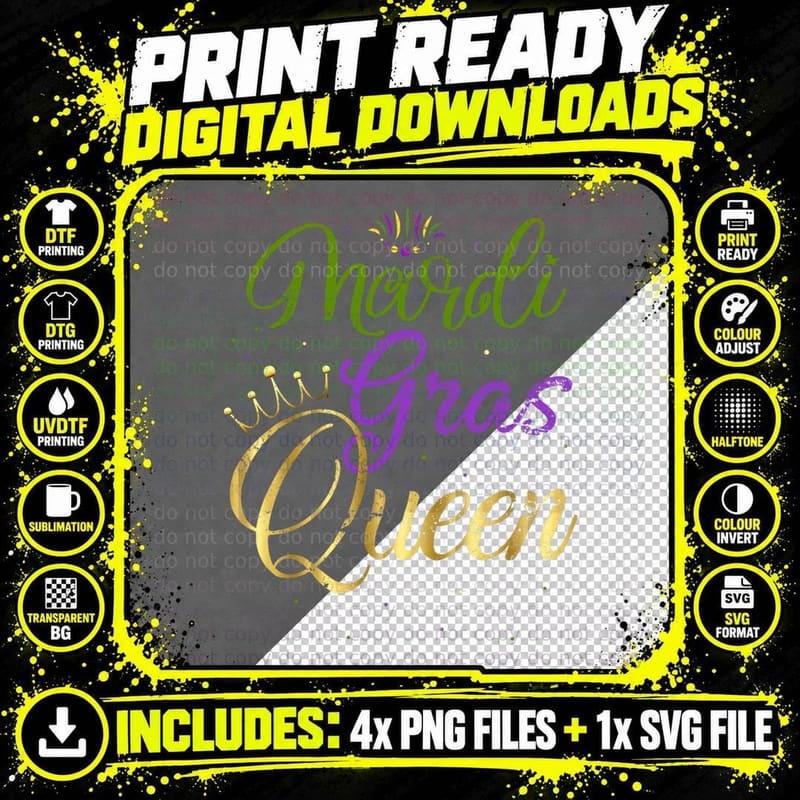 Mardi Gras Queen Carnival Parade Party Women Gift Mardi Png SVG Digital Bundle