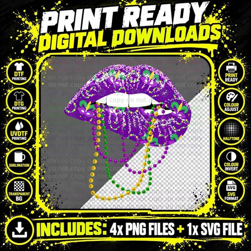 Mardi Gras for Women Lips Queen Carnival Costume Gift Png SVG Digital Bundle