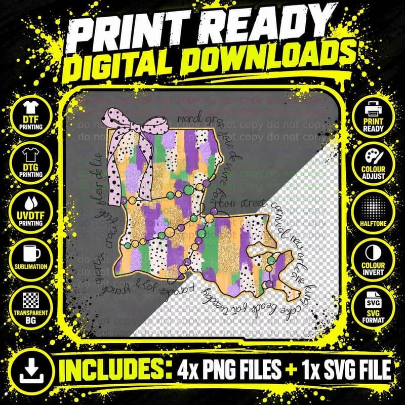 Mardi Gras. Joie De Vivre. Bourbon Street. Carnival. New Png SVG Digital Bundle