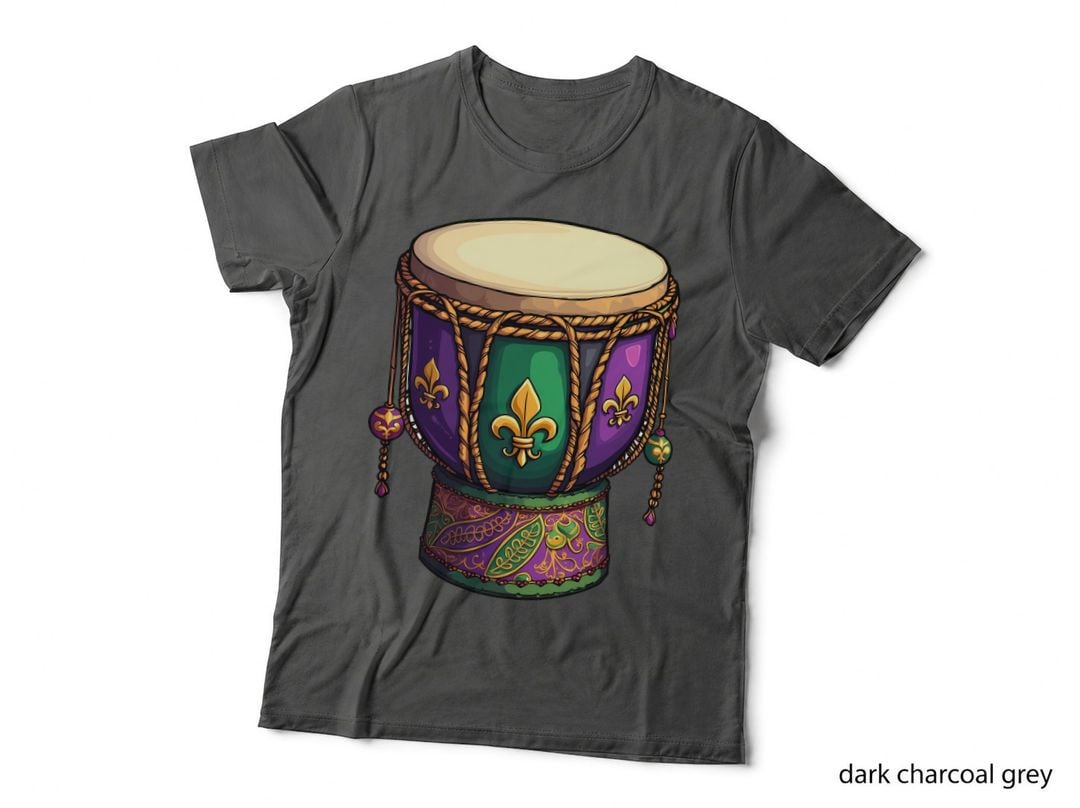 Ornate Drum with Fleur-De-Lis Pattern Mardi Gras T-Shirt