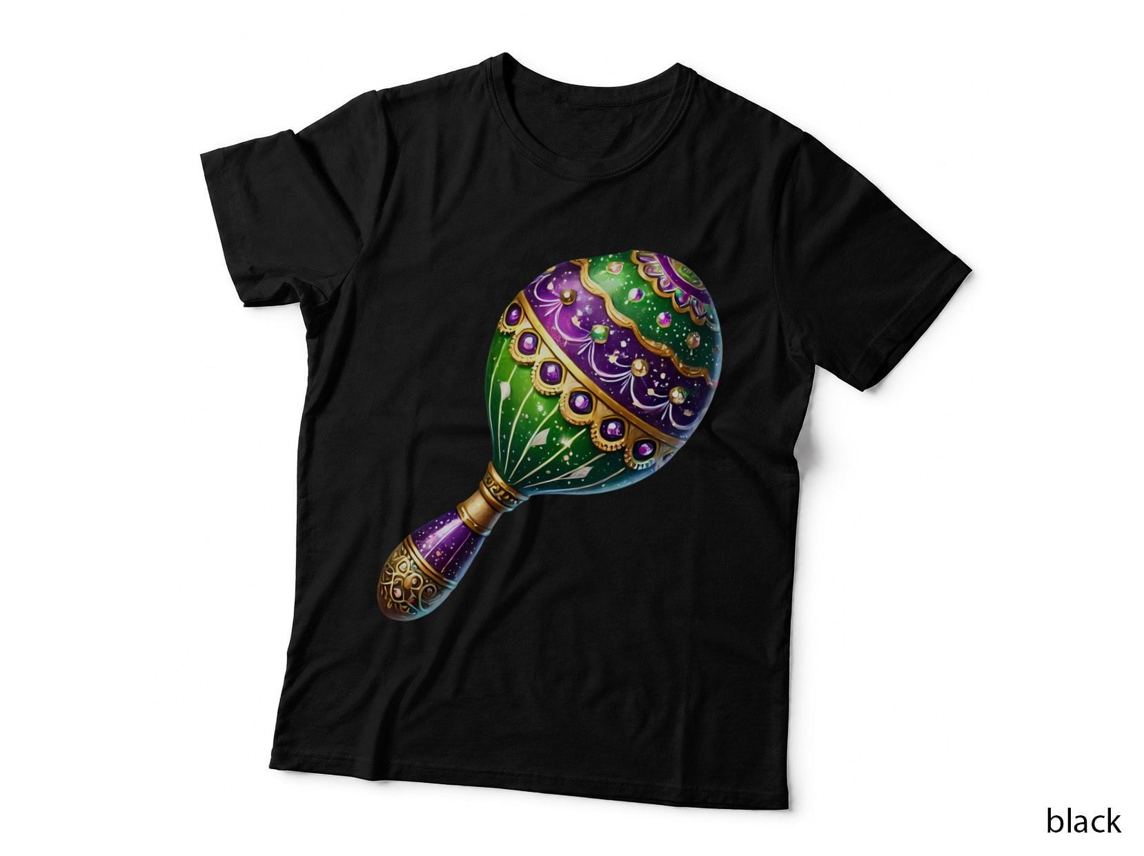 Ornate Maraca with Purple and Green Hues Mardi Gras T-Shirt