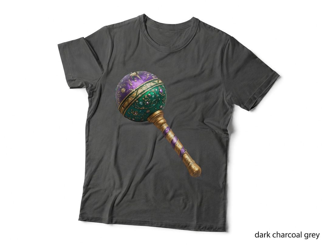 Ornate Purple and Green Mace Mardi Gras T-Shirt, Mardi Gras Graphic Tee