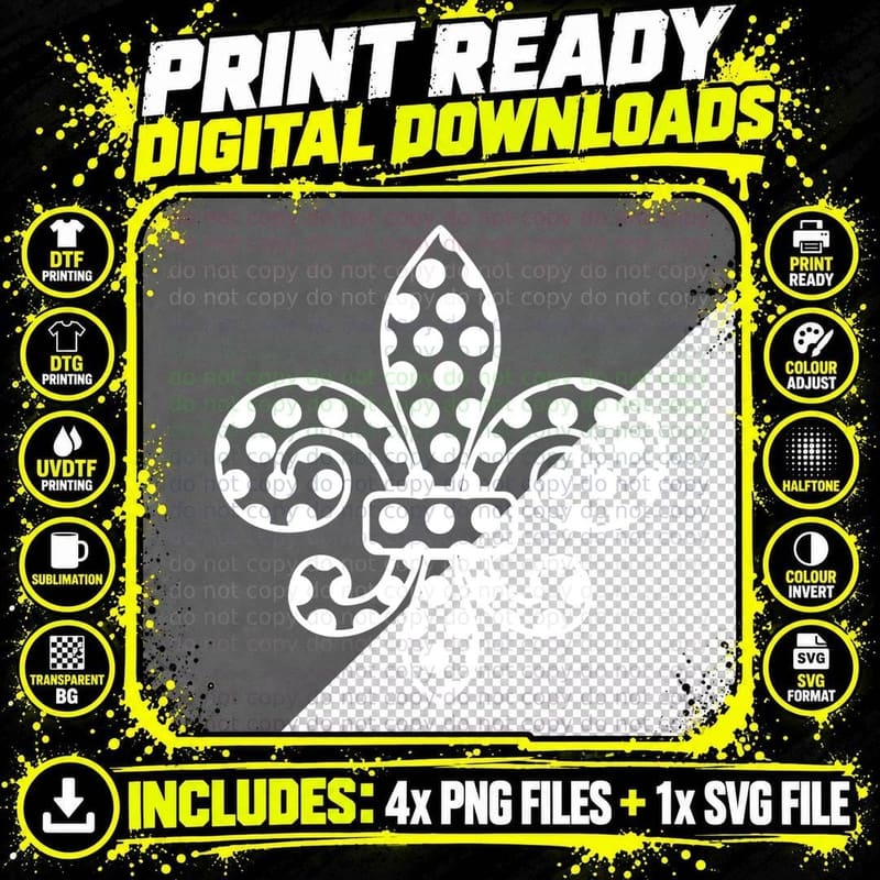 Polka Dot Fleur-De-Lis Design Mardi Gras T-Shirt Png SVG Digital Bundle