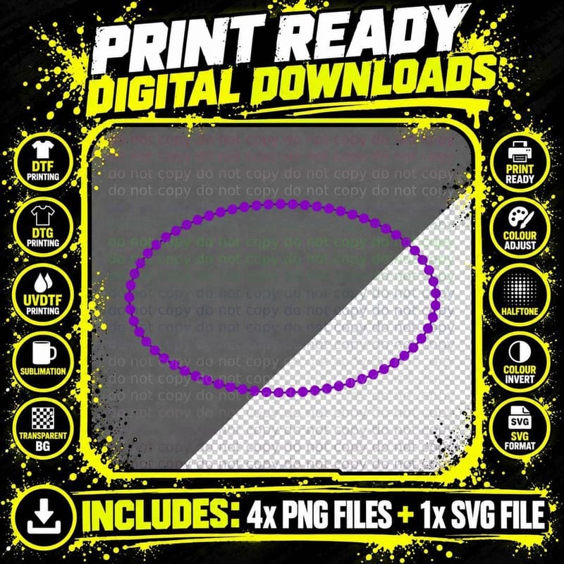 Purple Beads Forming a Circle Mardi Gras T-Shirt Png SVG Digital Bundle