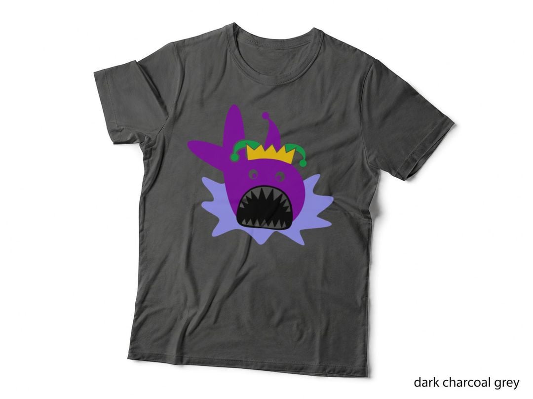 Purple Fish Wearing Jester Hat with Crown Mardi Gras T-Shirt