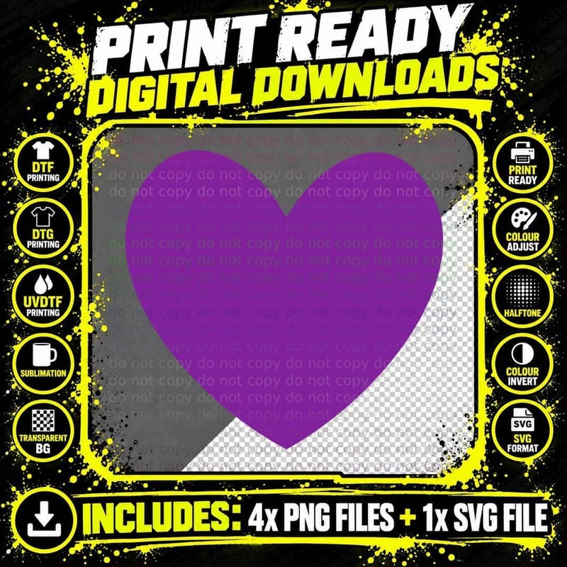 Purple Heart on Gray Background Mardi Gras T-Shirt Png SVG Digital Bundle