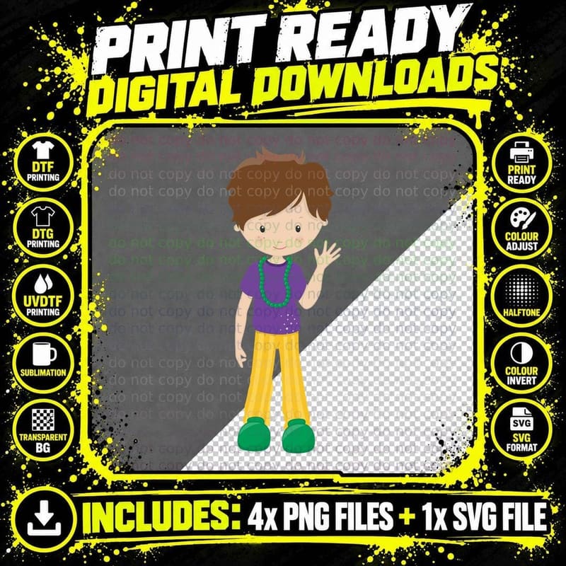 Purple Shirt with Stars on Bottom Mardi Gras T-Shirt Png SVG Digital Bundle