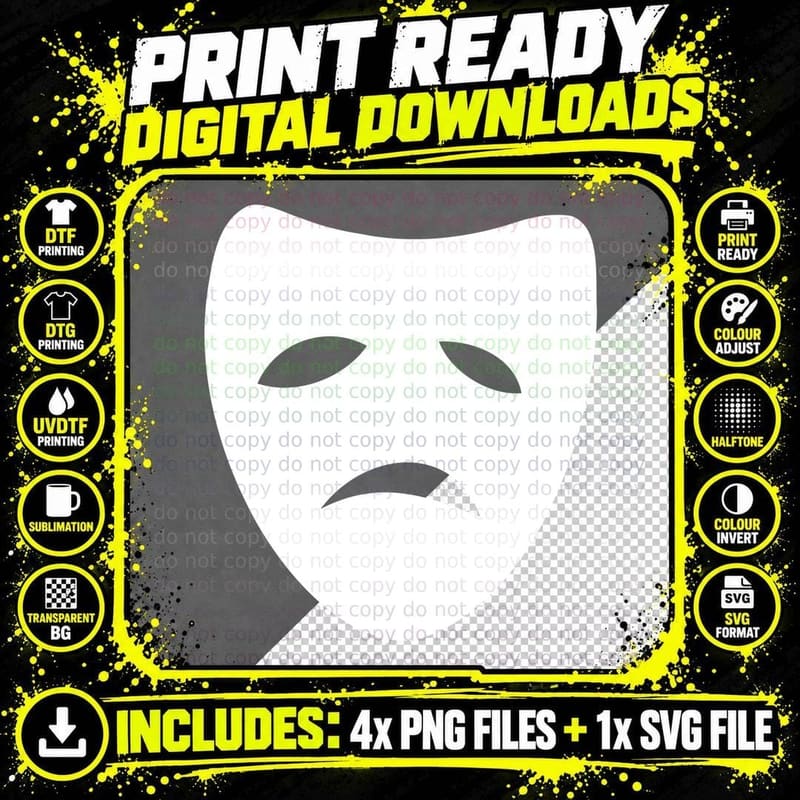 Theater Mask with Sad Expression Mardi Gras T-Shirt Png SVG Digital Bundle
