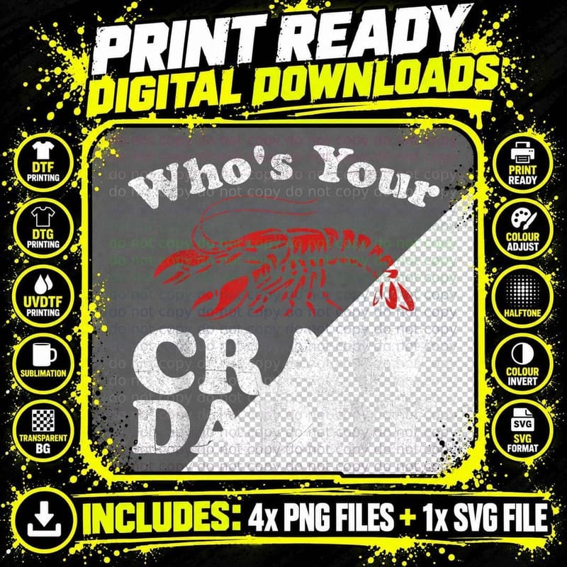 Whos Your Crawdaddy Crawfish Boil Mardi Gras Cajun Png SVG Digital Bundle