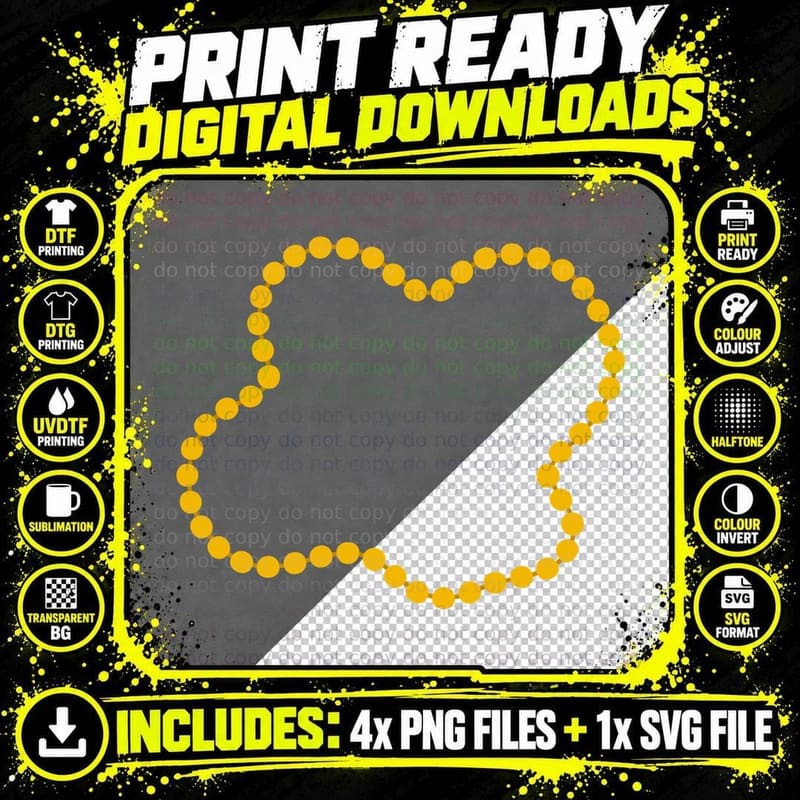Yellow Circles Forming Heart Shape Mardi Gras T-Shirt Png SVG Digital Bundle
